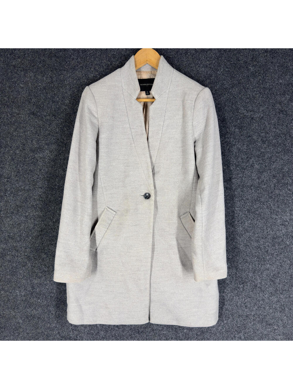 Banana Republic Coat Women S Small Gray Button Long Sleeve Lined Pockets Casual